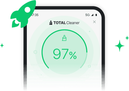Mobile phone with Total Cleaner on screen